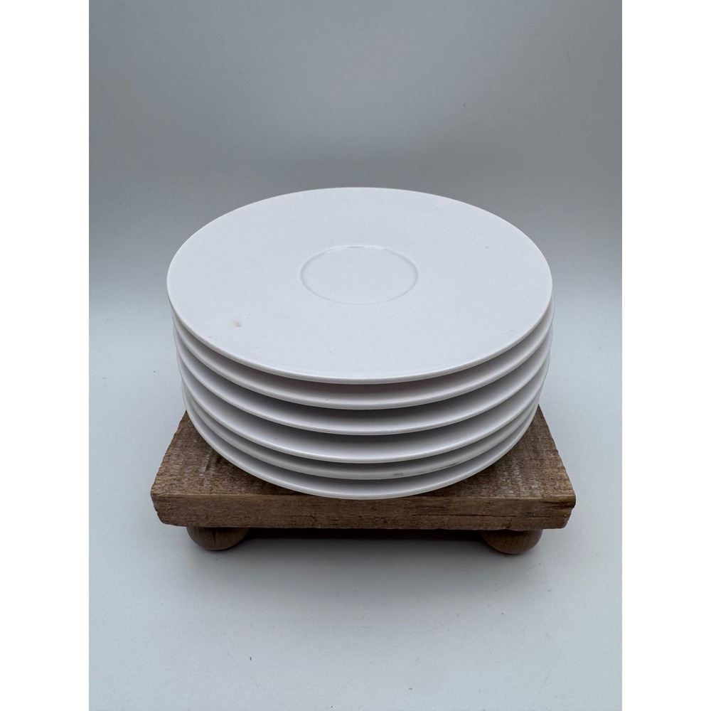 Apollo Ware Melmac by Alexander Barna White Saucer Plates Set of 6 Vintage MCM